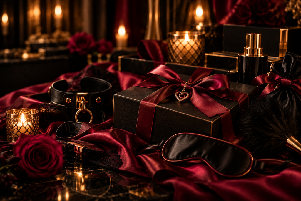 Exklusive Geschenkideen mit eleganter Geschenkbox, burgunderrotem Satin und besonderen Accessoires – OriVenus Wunschliste.